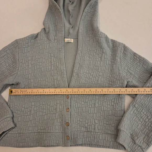 WORLD MARKET | COST PLUS Sage Green Quilted Cropped Buttoned Hoodie Coat SZ S - Picture 8 of 9